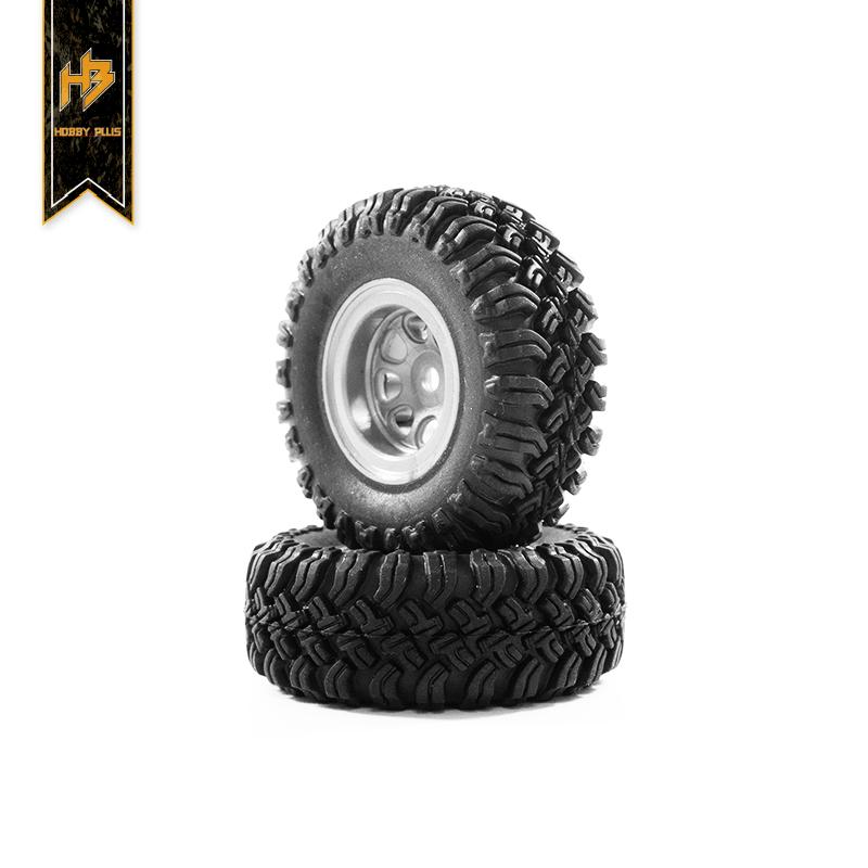 HBP #604002 CR-24 MT Crawler Wheel & Tire Set ( Grey Wheel )Internal bead lock design  (4pcs)